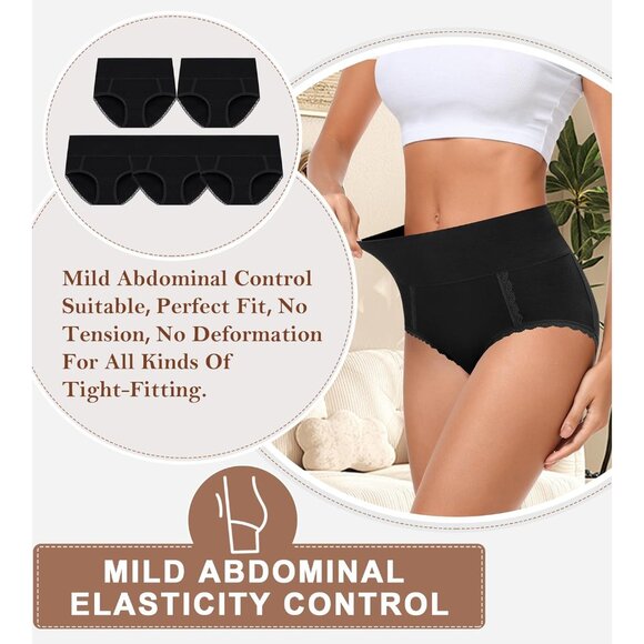 Women’s Cotton High Waisted Full Coverage Panties Pack Plus Size Soft Breathable - Picture 3 of 6